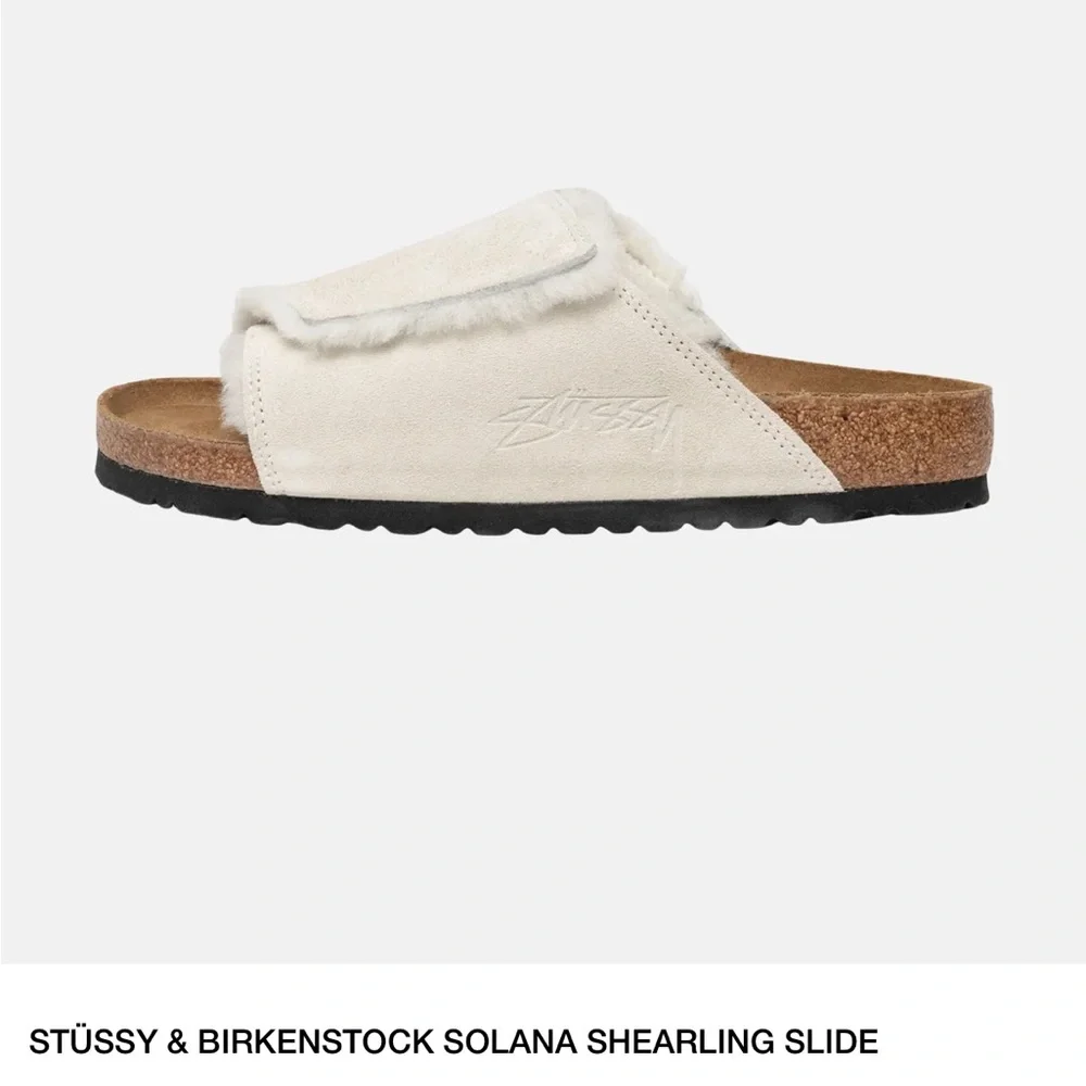 BIRKENSTOCK x Stüssy Solana Shearling Slides - Picture 1 of 6
